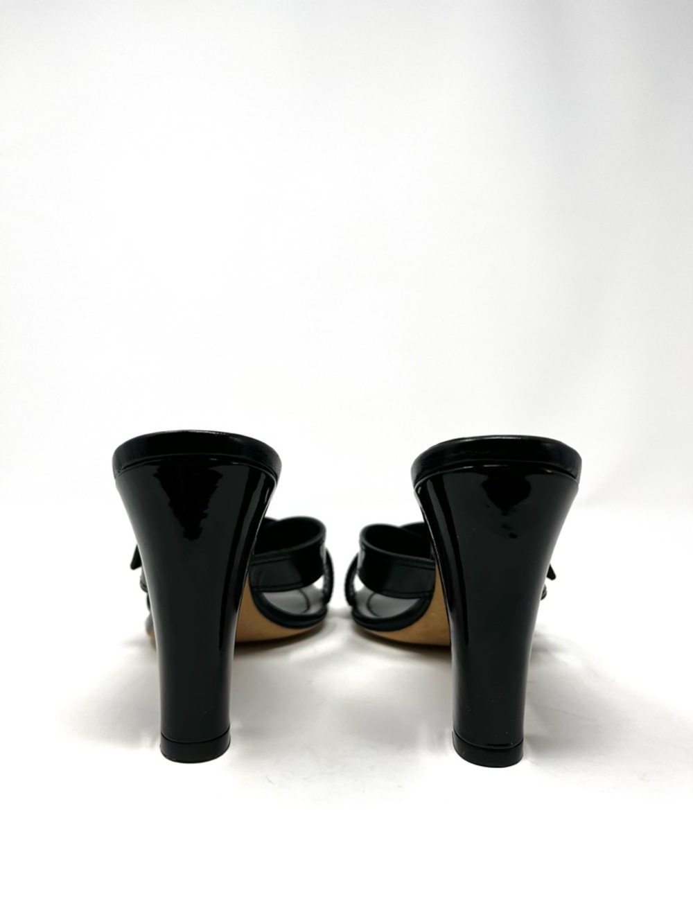 Vintage Christian Dior Galliano Y2K Black Patent D Buckle Sandals Heels 36.5 6.5 - Picture 7 of 11